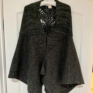 Vintage Free People Knit Crochet Shawl in Charcoal Gray